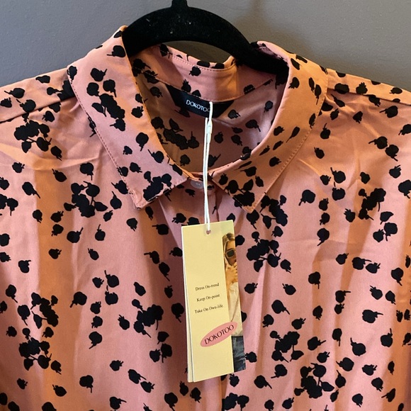 Dokotoo Casual V Neck Alicia Floral Print Long Sleeve Chiffon Button Down Size L - Picture 5 of 12